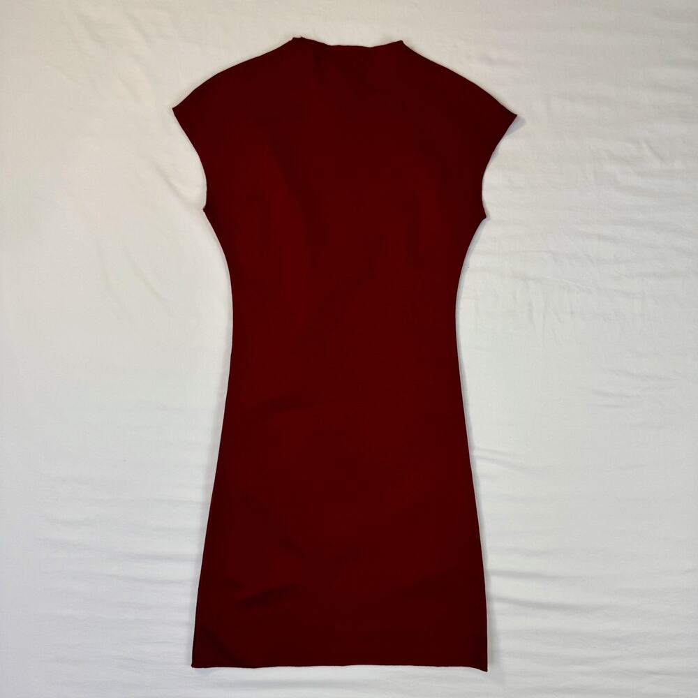 Aqua Ponte Sheath Mock Neck Cap Sleeve Mini Dress Burgundy Red Women’s Small - Picture 9 of 16